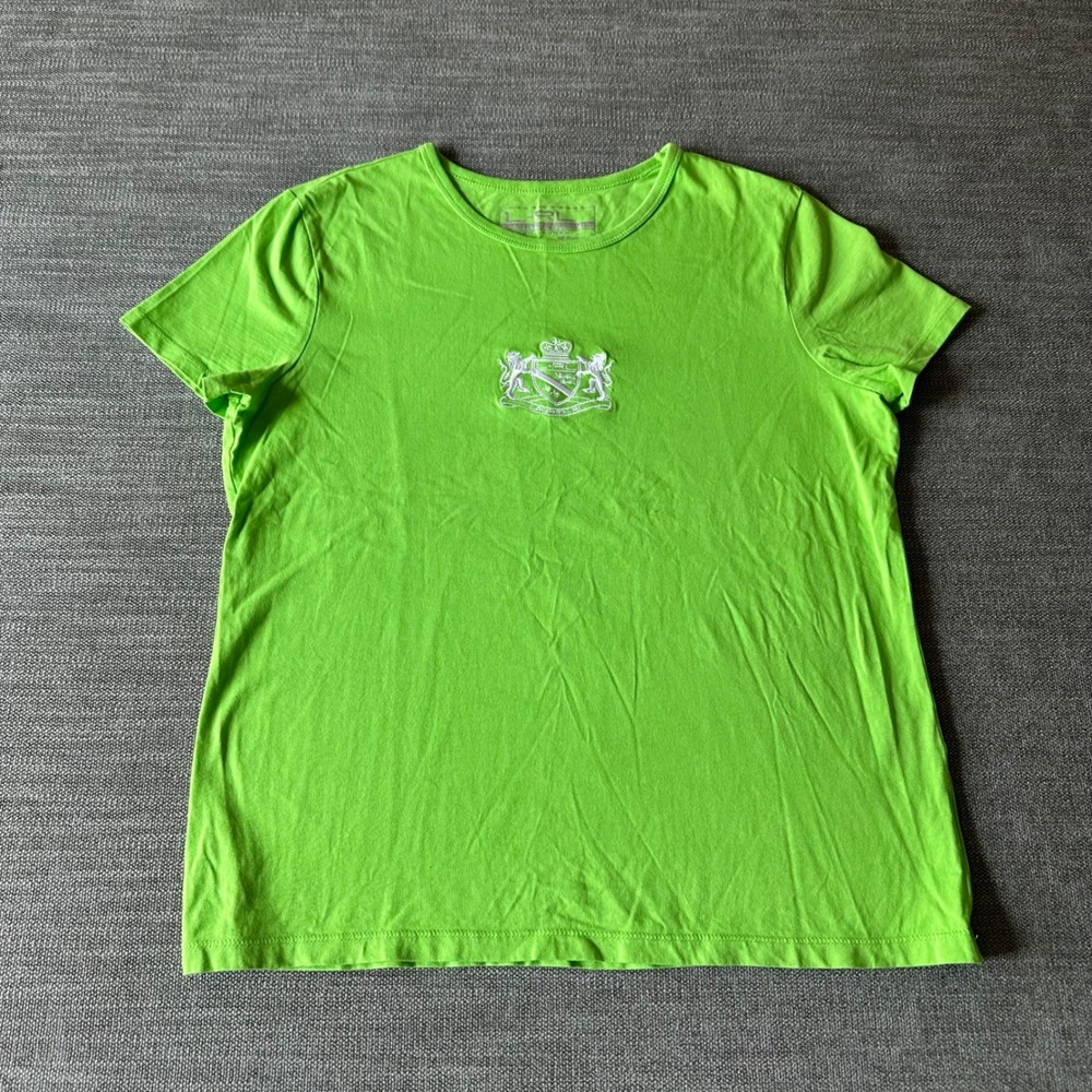 Lauren Ralph Lauren Active T-Shirt Womens‎ L Lime Green  Crest Logo